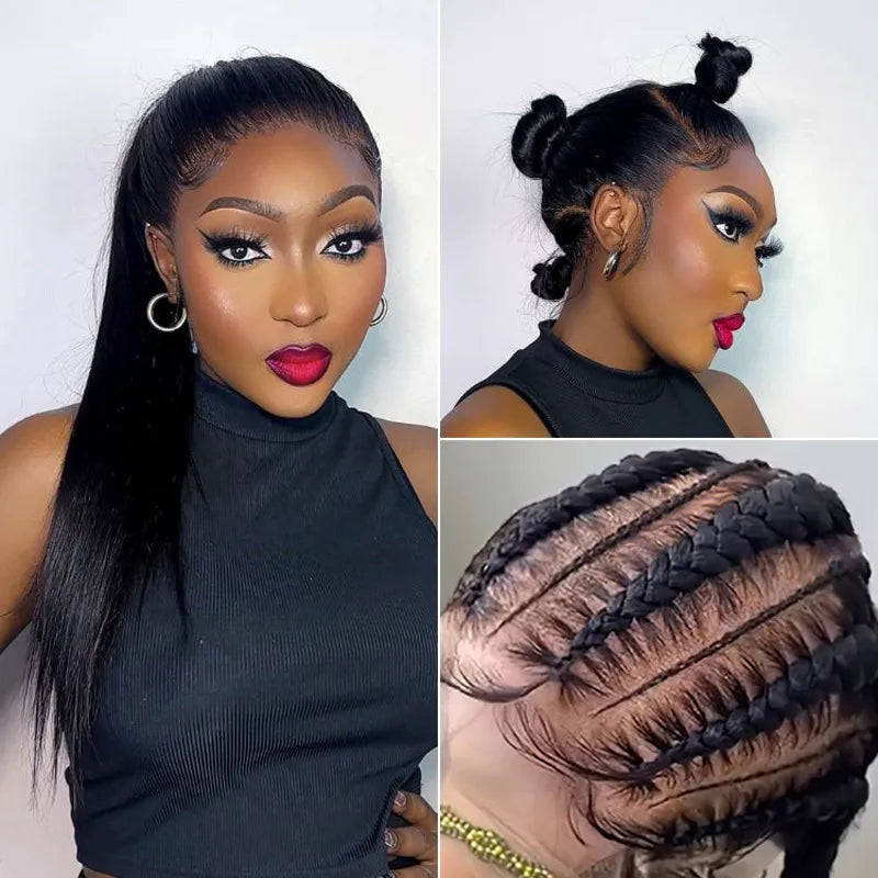 Full Lace Frontal with Invisi Strap Part Anywhere Classic Silky Straight Skin Lace Human Hair Wigs - Image 4