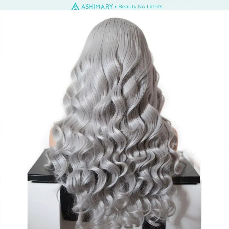 Grey Lace Front Wig Transparent Lace Body Wave Wig Ashimary Human Hair - Image 8
