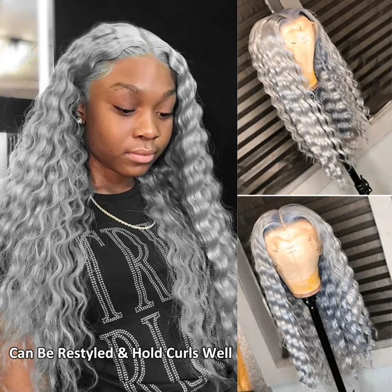 Grey Lace Front Wig Transparent Lace Body Wave Wig Ashimary Human Hair - Image 12