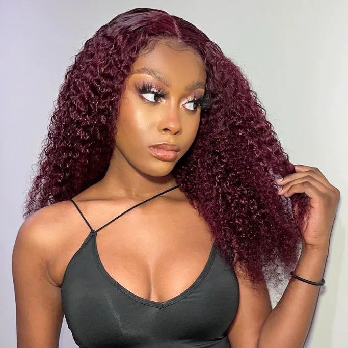 $1 for A WIG | 13x4 Lace Kinky Straight Wig + 4x4 Lace Deep Wave Burgundy Bob Wig - Image 4
