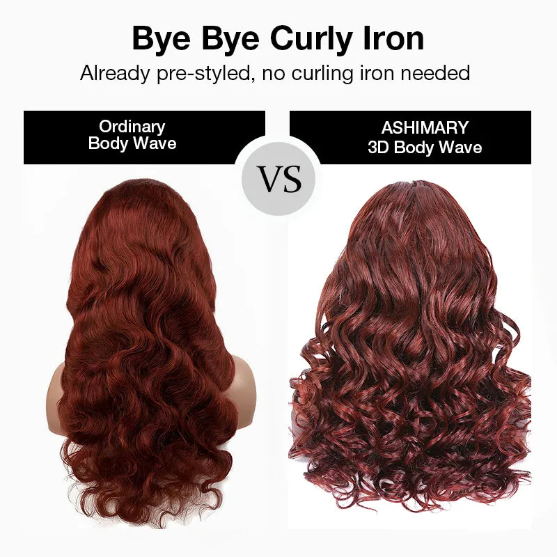 Upgrade Reddish Brown 3D Body Wave Invisi Strap Laid Flat 360 Skin Lace Frontal Pre-Bleached Knots Put On & Go Wig - Image 11