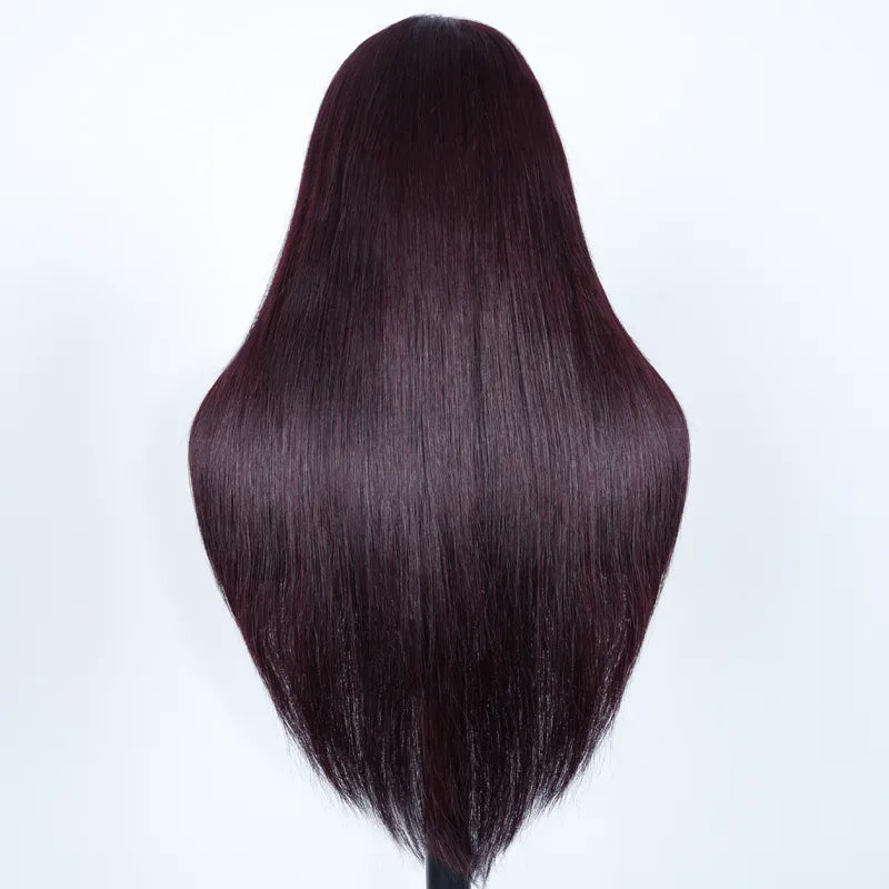 Salon Layered Cut Dark Plum Straight Wig Pull Go 13x4 Lace Tiny Knots Glueless Wig Siuts All Heads - Image 9