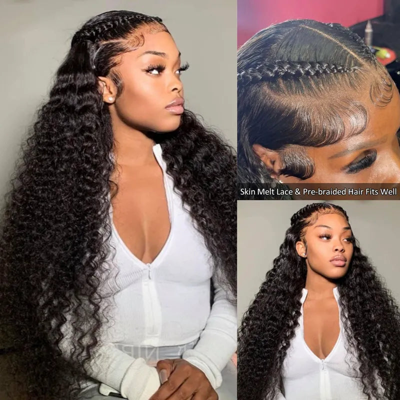 Pre Braid with Pre Baby Hair 10x6 Parting Max Pre Cut Transparent Lace Frontal Glueless Water Wave Wig Put On & Go Human Hair - Image 7