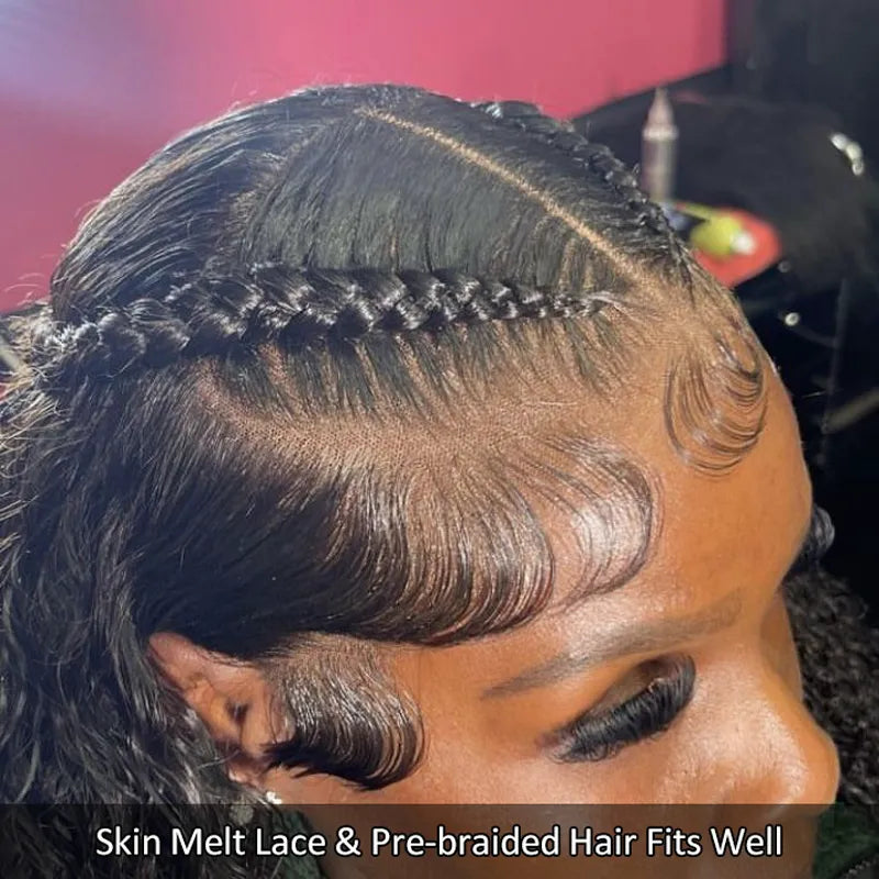 Pre Braid with Pre Baby Hair 10x6 Parting Max Pre Cut Transparent Lace Frontal Glueless Water Wave Wig Put On & Go Human Hair - Image 11