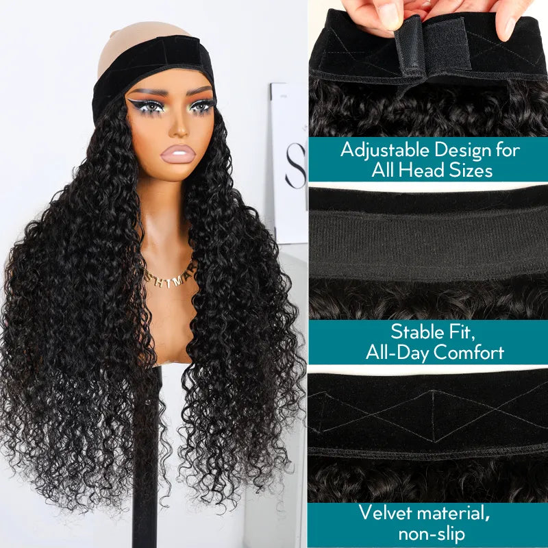 Ashimary Quick-Fix Velcro Water Wave Half Wig Human Hair Easy Wear & Style - Image 5