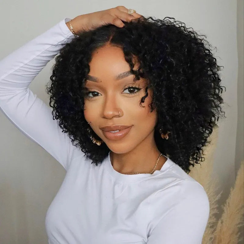 Kinky Curly Seamless Clip-in Hair Extensions No Glue Needed Beginner Friendly Real Human Hair Extensions 14 Inch - Image 3