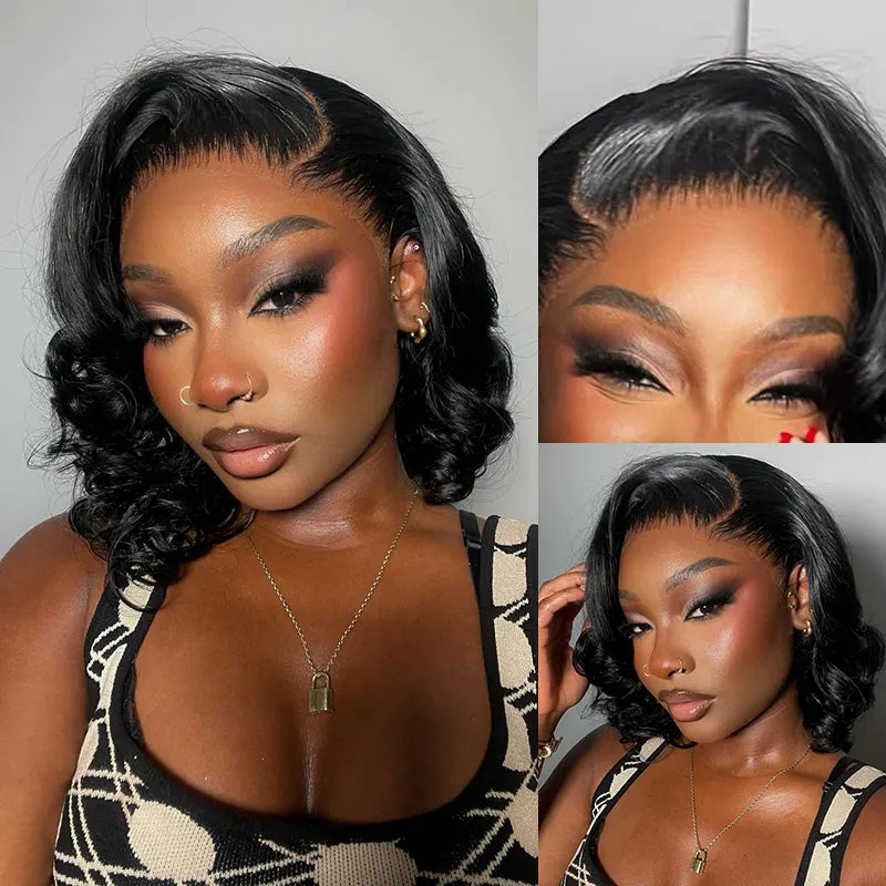 Pre-Styled Body Wave Short Bob Wig Transparent Lace Wigs - Image 12