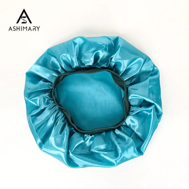 Ashimary Silk Nightcap Wide Elastic Band Tight Satin Bonnet - Image 3