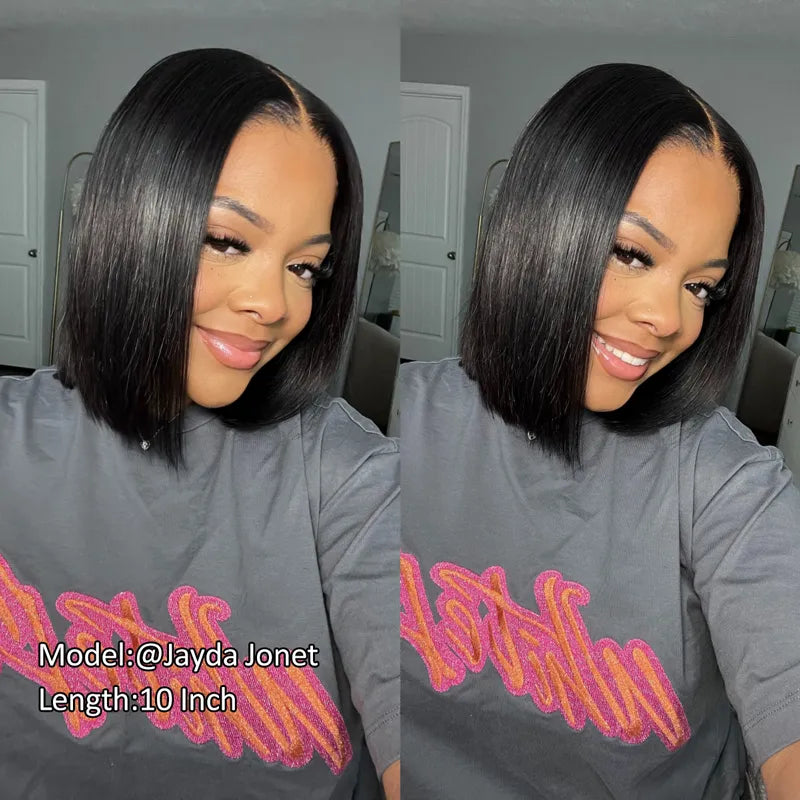Super Easy Straight Bob Wear & Go Pre Cut HD Transparent Lace Closure Wig with Pre Plucked Hairline & Bleached Knot - Image 3