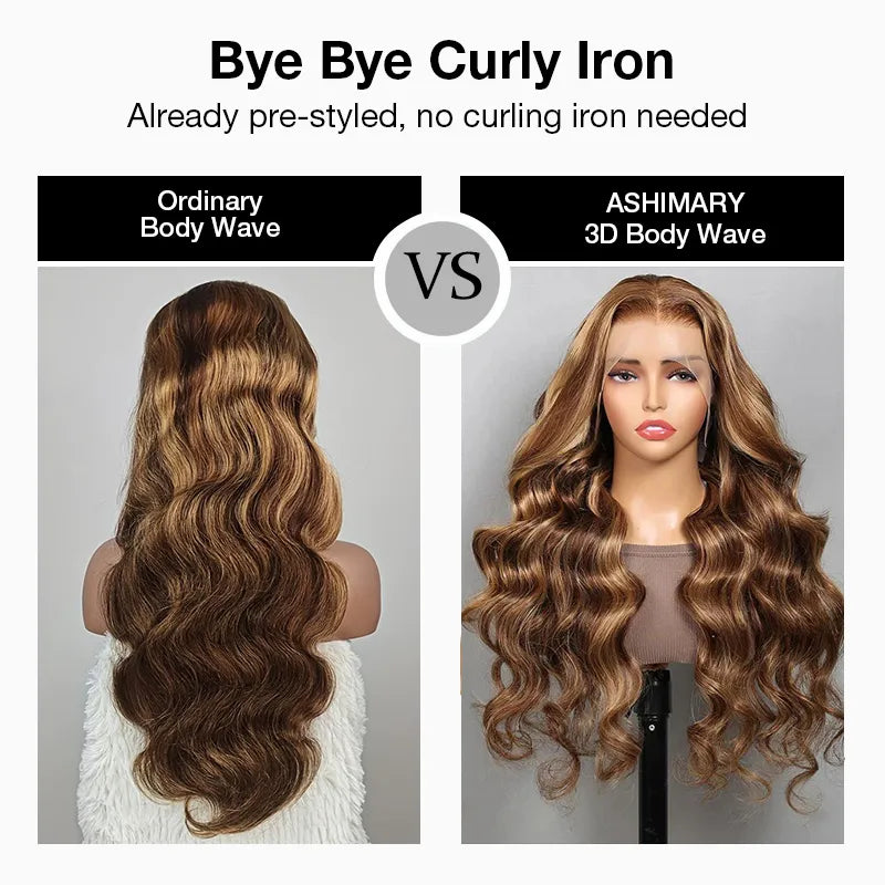 Ready to Wear Highlight Body Wave Glueless 13x4 HD Lace Wig with Pre Cut Lace & Bleached Knots - Image 10