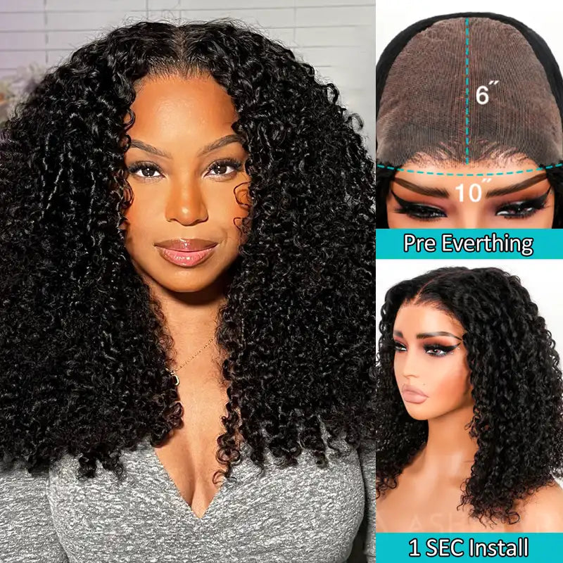 Ashimary Finger Coily 10x6 3D Dome Cap Pre-Bleached & Pre-Cut Lace Human Hair Wig - Image 2