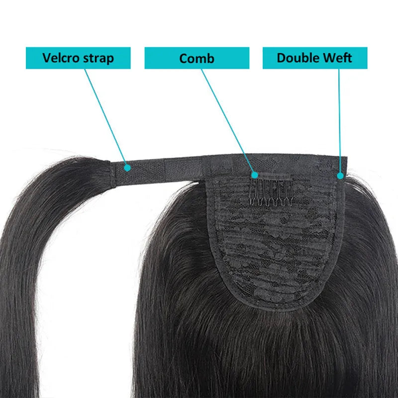 Wrapped Ponytail Extension Yaki Straight for Black Women Natural Texture Everyday Hair - Image 4