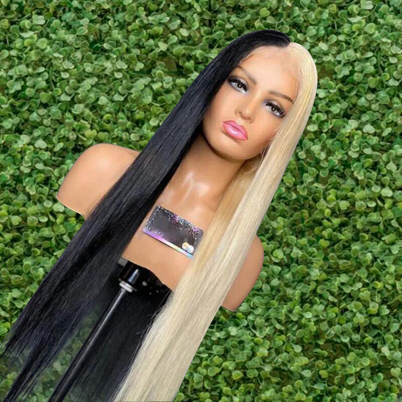 Half Blonde Half Black Transparent HD Lace Front Wigs 13*4 Frontal Ashimary Human Hair - Image 4