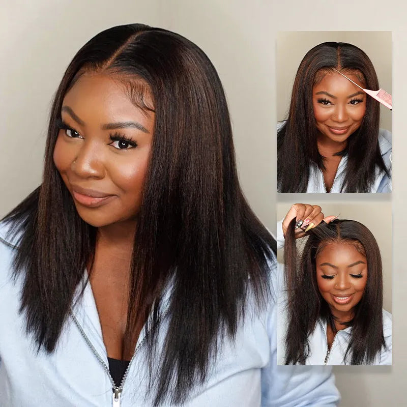 Highlight Yaki Straight Bob 13x4 Lace FrontalPre Everthing 6x4.5 / 4x4 Lace Clsoure Human Hair Wig - Image 7
