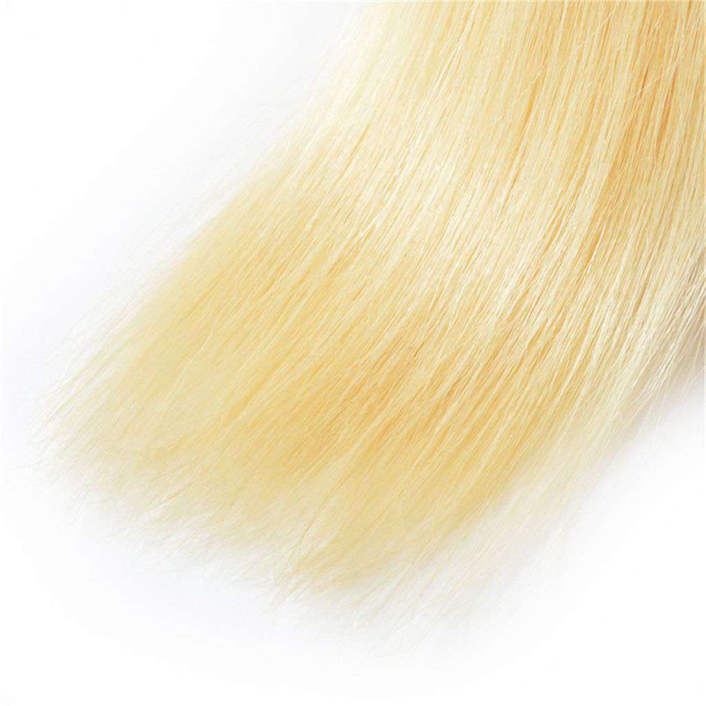 613 Honey Blonde Peruvian Straight Hair 3 Bundles With Frontal Human Hair - Image 6