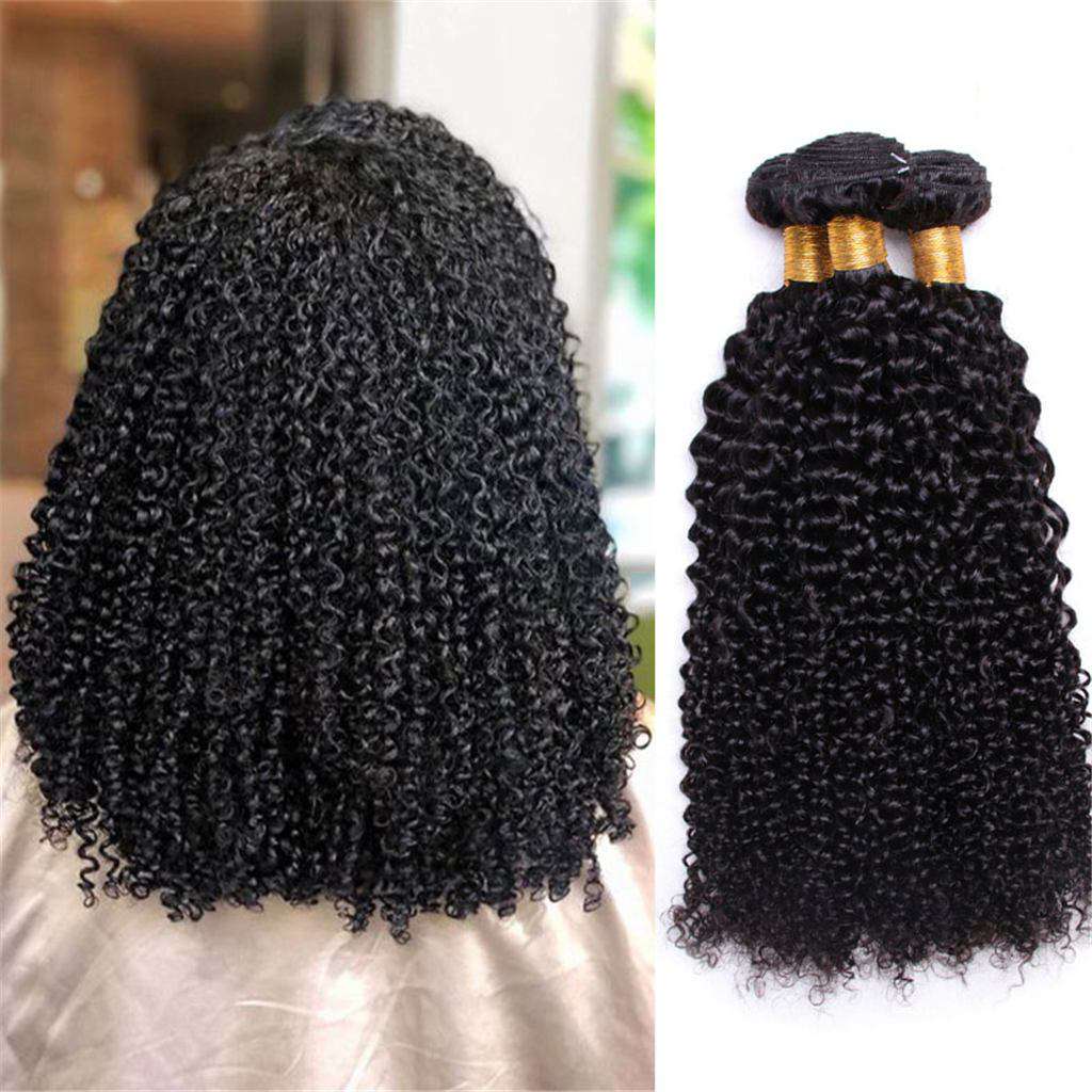 10A Kinky Curly Brazilian Hair 3 Bundles With Frontal Human Hair - Image 2