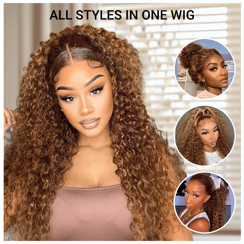 Water Wave Highlight Ombre Color Invisi Strap Snug Fit 360 Skin Lace Frontal Wig Glueless Human Hair - Image 16