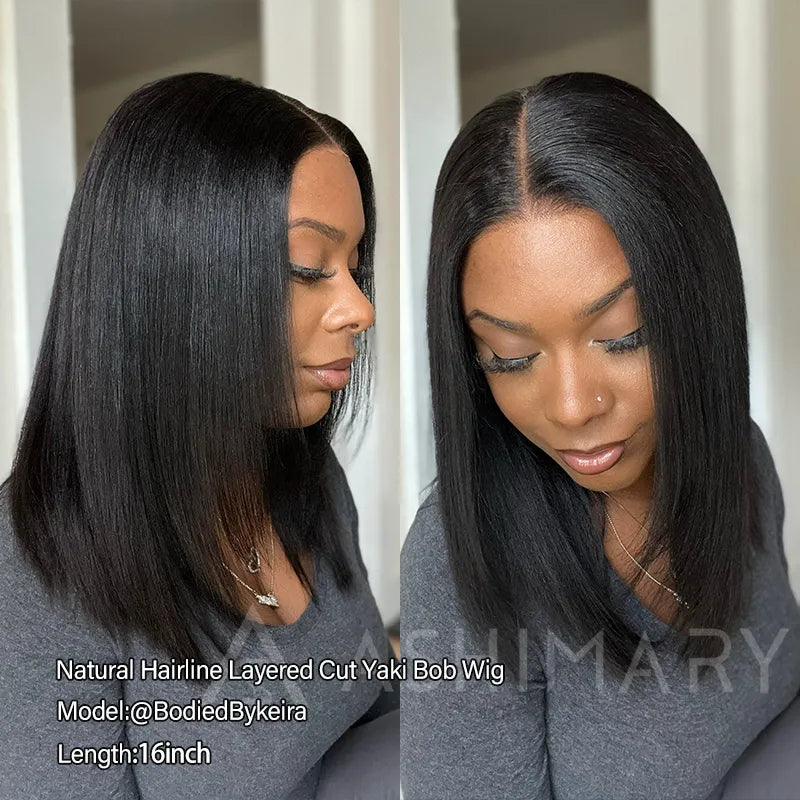 Wear Go Yaki Straight Glueless Bob Wig Pull Go Pre Cut Lace Wig Natural Human Hair Wig - Image 11