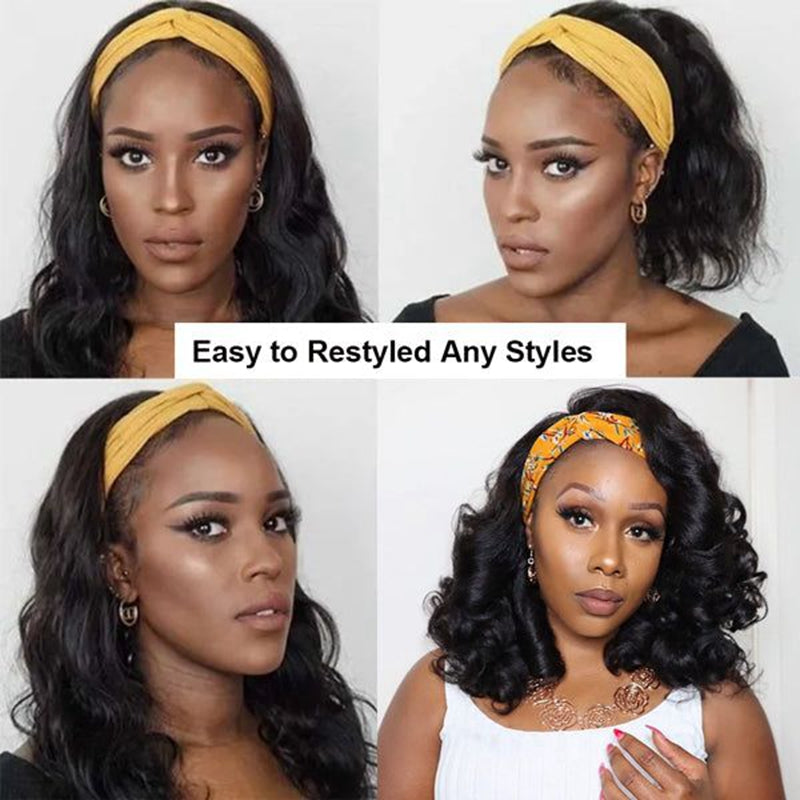 Body Wave Headband Wigs Human Hair 180% Density Glueless Wigs - Image 5