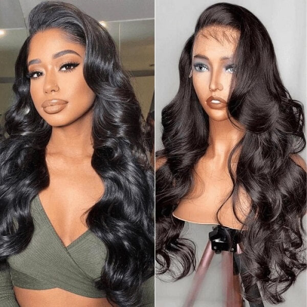Pull Go 13x6 Full Glueless Wig Transparent Lace Front Wigs Body Wave Natural Black Ashimary Hair - Image 15
