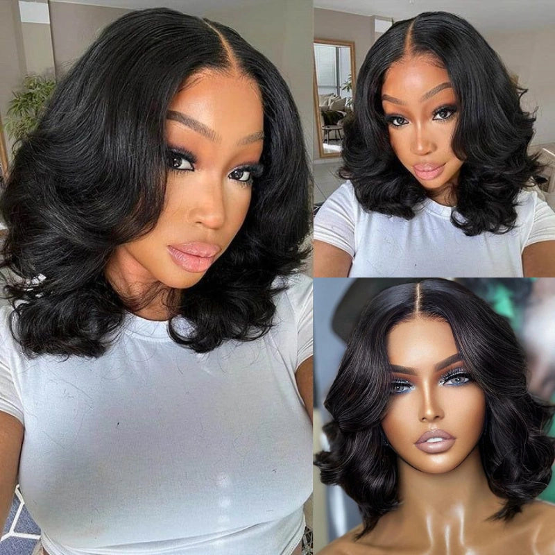 Low Maintenance Body Wave Wear & Go Pre-cut HD Lace Ready to Wear Bob Wig with Pre Plucked Hairline & Bleached Knots - Image 2