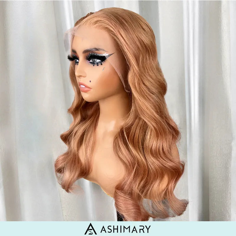 Ashimary Light Flaxen Brown Color 13x4 Lace Front Body Wave Wig - Image 5
