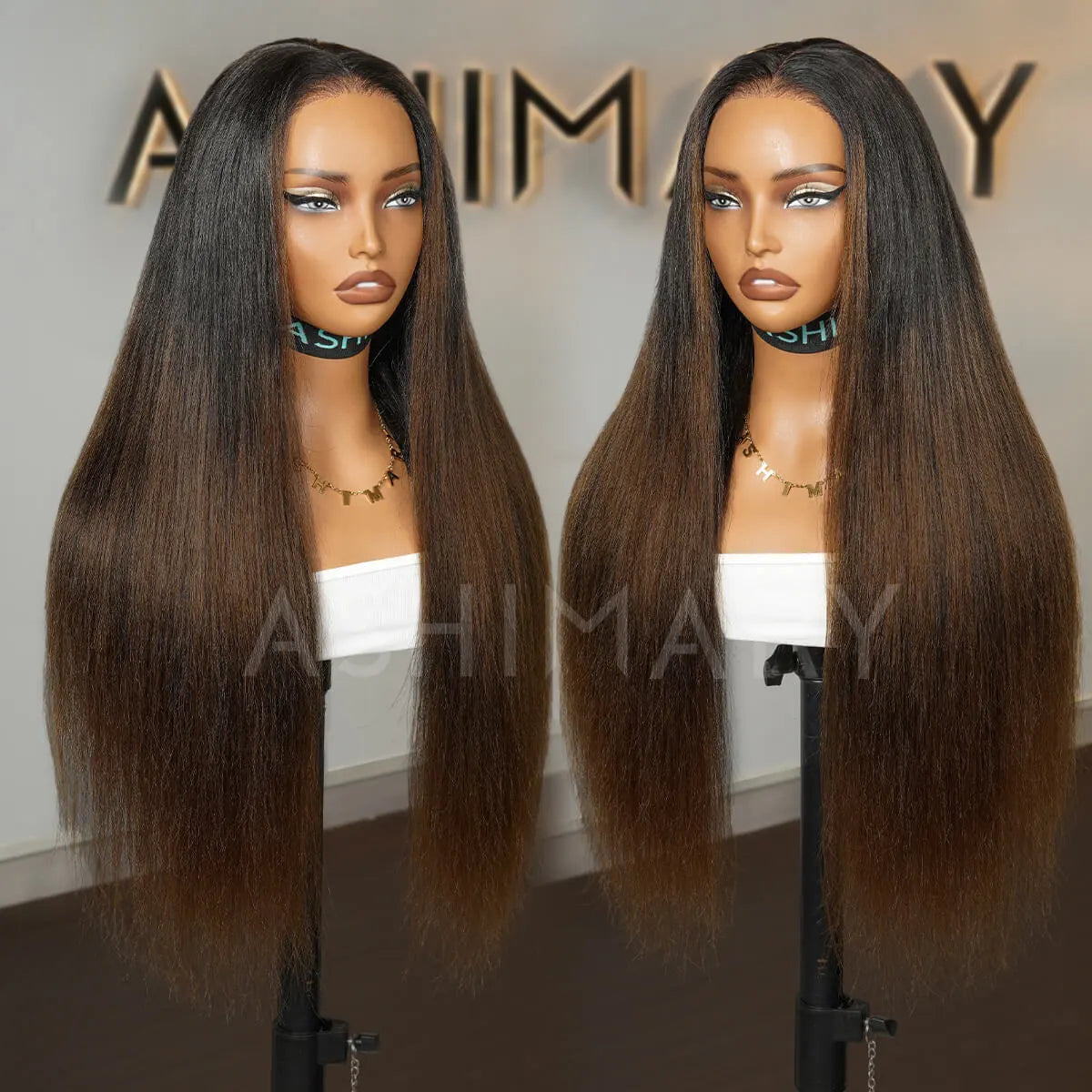 Chestnut Brown Soft Ombre Blend Pull Go 6x4.5 Lace Yaki Straight Wig Glueless Short Bob Beginner-Friendly - Image 8