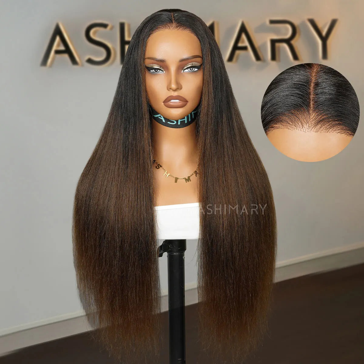 Chestnut Brown Soft Ombre Blend Pull Go 6x4.5 Lace Yaki Straight Wig Glueless Short Bob Beginner-Friendly - Image 16