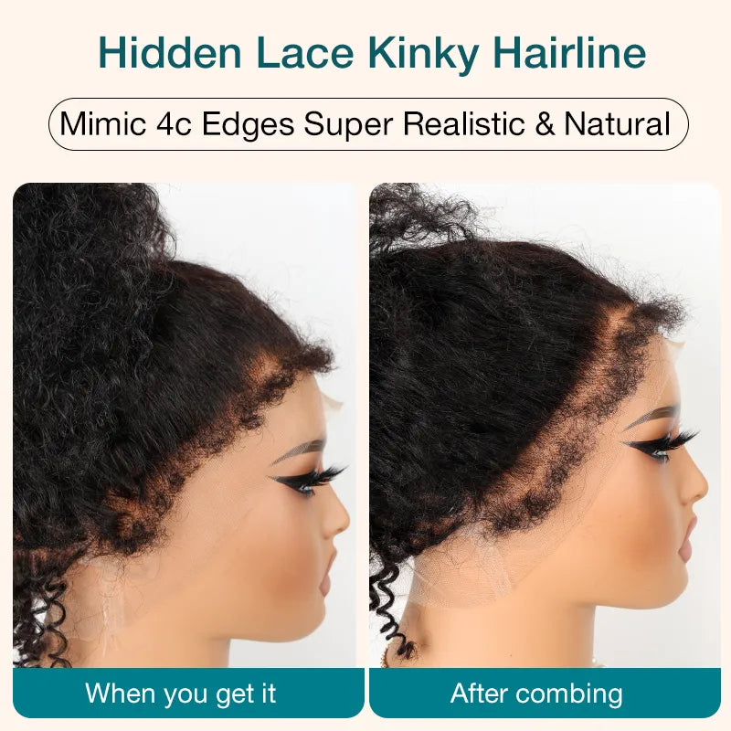 4C Edge Hairline-Straight Hair 13x4/13x6 HD Transparent Lace Front Wigs With Kinky Edges Curly Baby Hair - Image 9