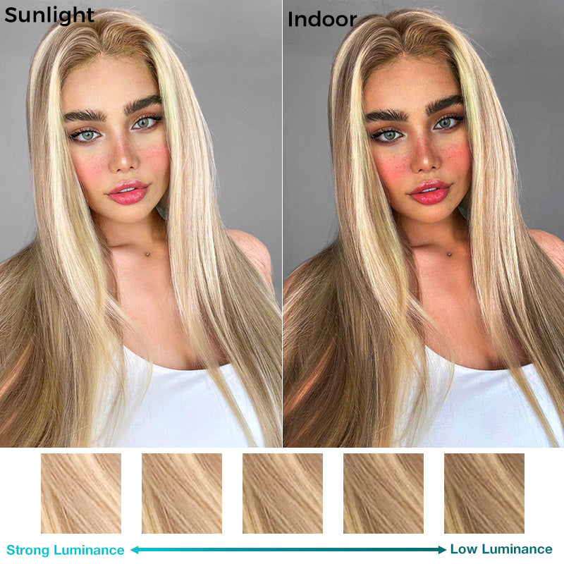 Customized Blonde Balayage on Brown Hair Transparent 13x4 &13x6 Full Lace Frontal Wig Ashimary Hair - Image 11