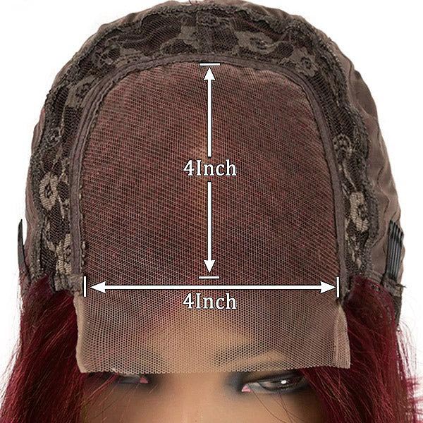 Dark 99J Burgundy Jerry Curly 4x4 5x5 6x6 Glueless Lace Closure Wig 100% Human Hair - Image 6