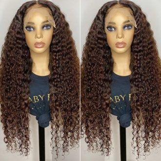 #4 Dark Brown Wig Deep Wave Lace Front Wigs Pre-plucked Human Hair Luxurious Customization