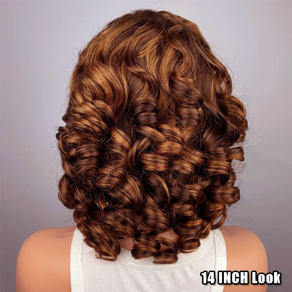 Egg Roll Bob Curly Highlight 5x5 13x4 Transparent Lace Frontal Wigs Human Hair