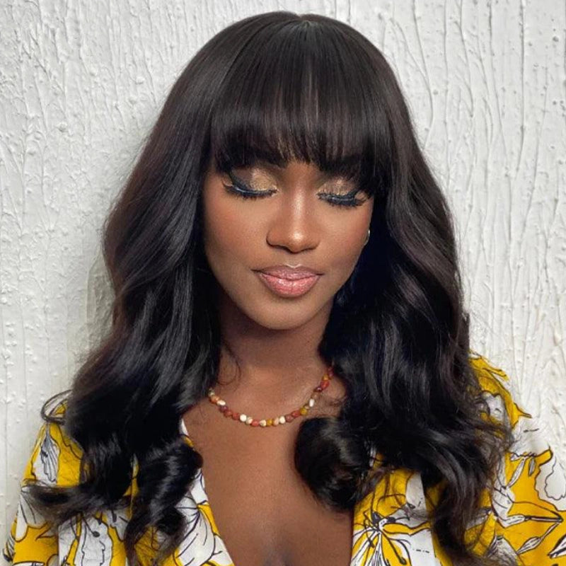 $89 for 20" Throw on & Go Body Wave Wig with Bangs Cost-effective Wig 10A Human Hair - Image 6