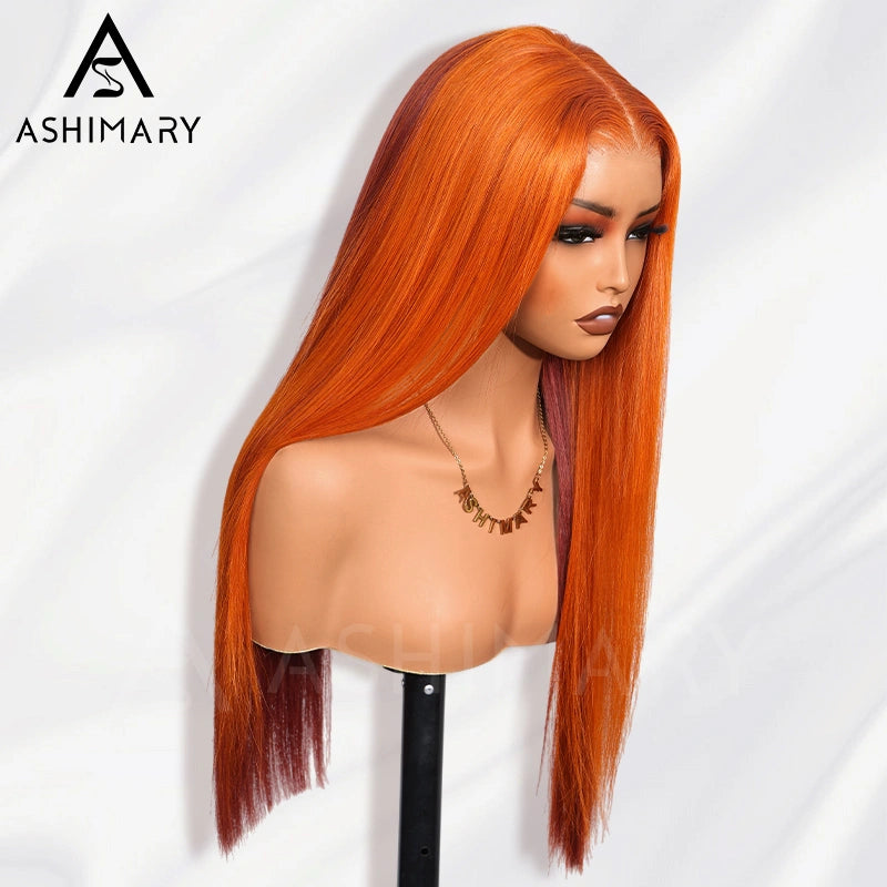 Ginger Burgundy Ombre Straight Wig 6x4.5 Transparent Glueless Lace Beginner Friendly 100% Human Hair - Image 7