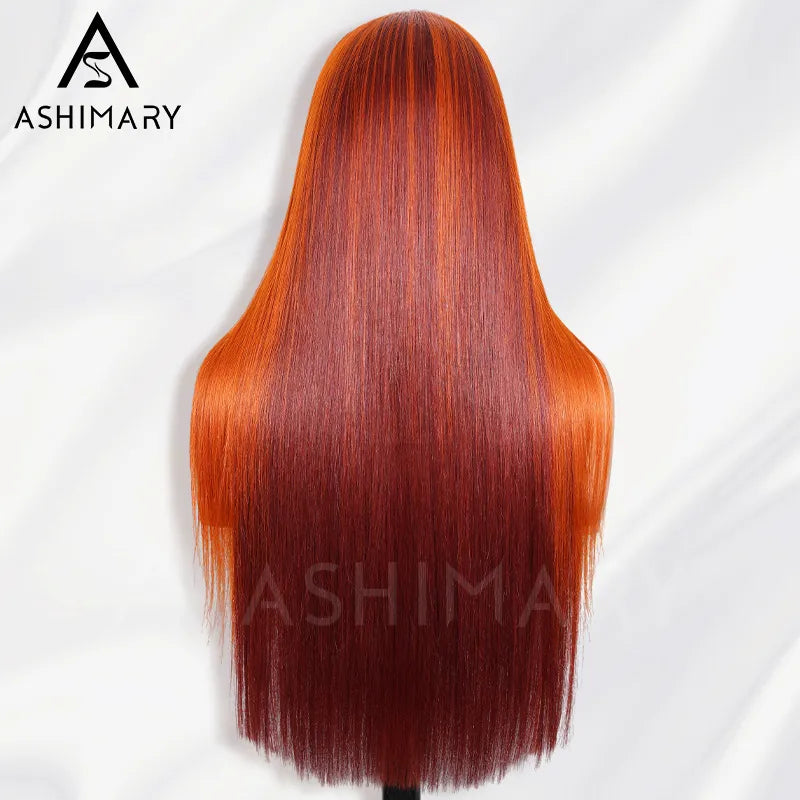 Ginger Burgundy Ombre Straight Wig 6x4.5 Transparent Glueless Lace Beginner Friendly 100% Human Hair - Image 8