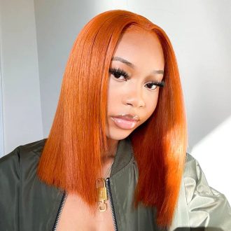 Orange Ginger Bob Transparent Lace Front/Closure Wig Human Hair