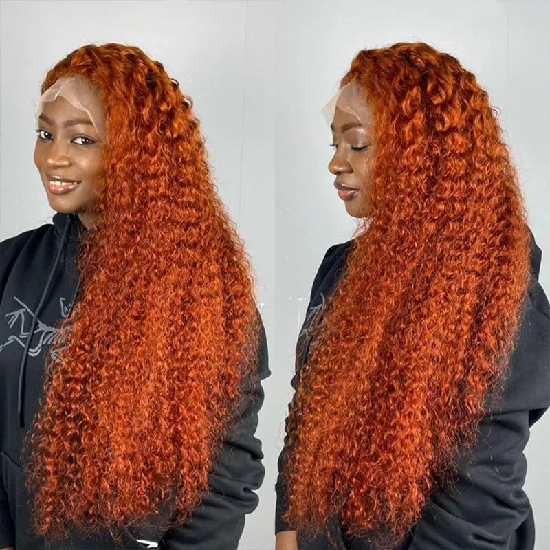 Deep Wave 13*4 13*6 Curly Ginger Color Wig Lace Wigs 180% 250% Density Lace Front Wigs Ashimary Hair - Image 2