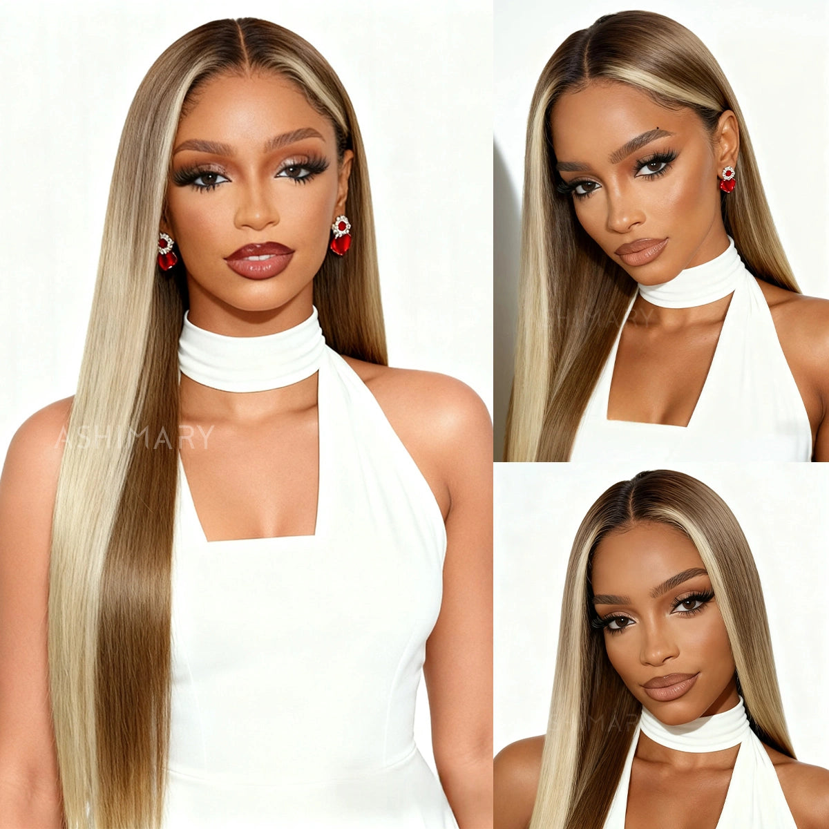 Highlight Blonde Ombre Straight Wig 6x4.5 Transparent Glueless Lace Beginner Friendly Ready To Go Wig - Image 12