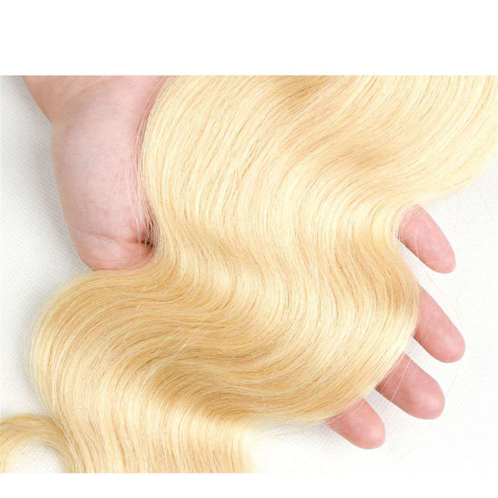 613 Honey Blonde Brazilian Body Wave Hair 3 Bundles With Frontal Human Hair - Image 6
