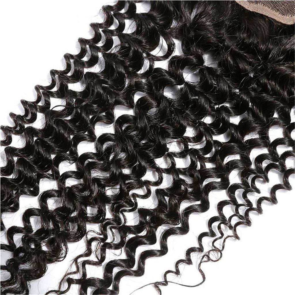 9A Kinky Curly Hair 3 Bundles with Closure Human Hair Natural Color - Image 8