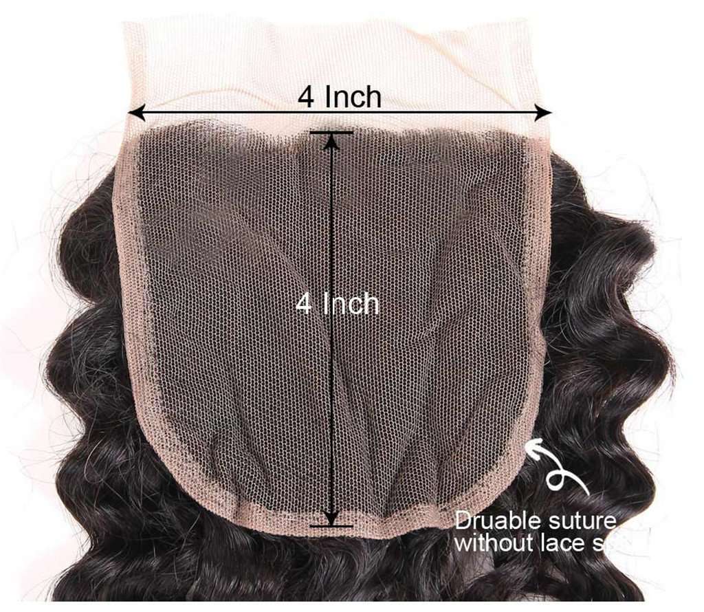 Deep Wave Hair 4x4Inchs Lace Closure Natural Color 100% Human Hair - Image 6