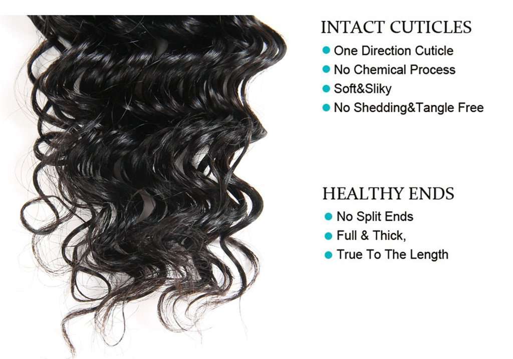 Deep Wave Hair 4x4Inchs Lace Closure Natural Color 100% Human Hair - Image 7