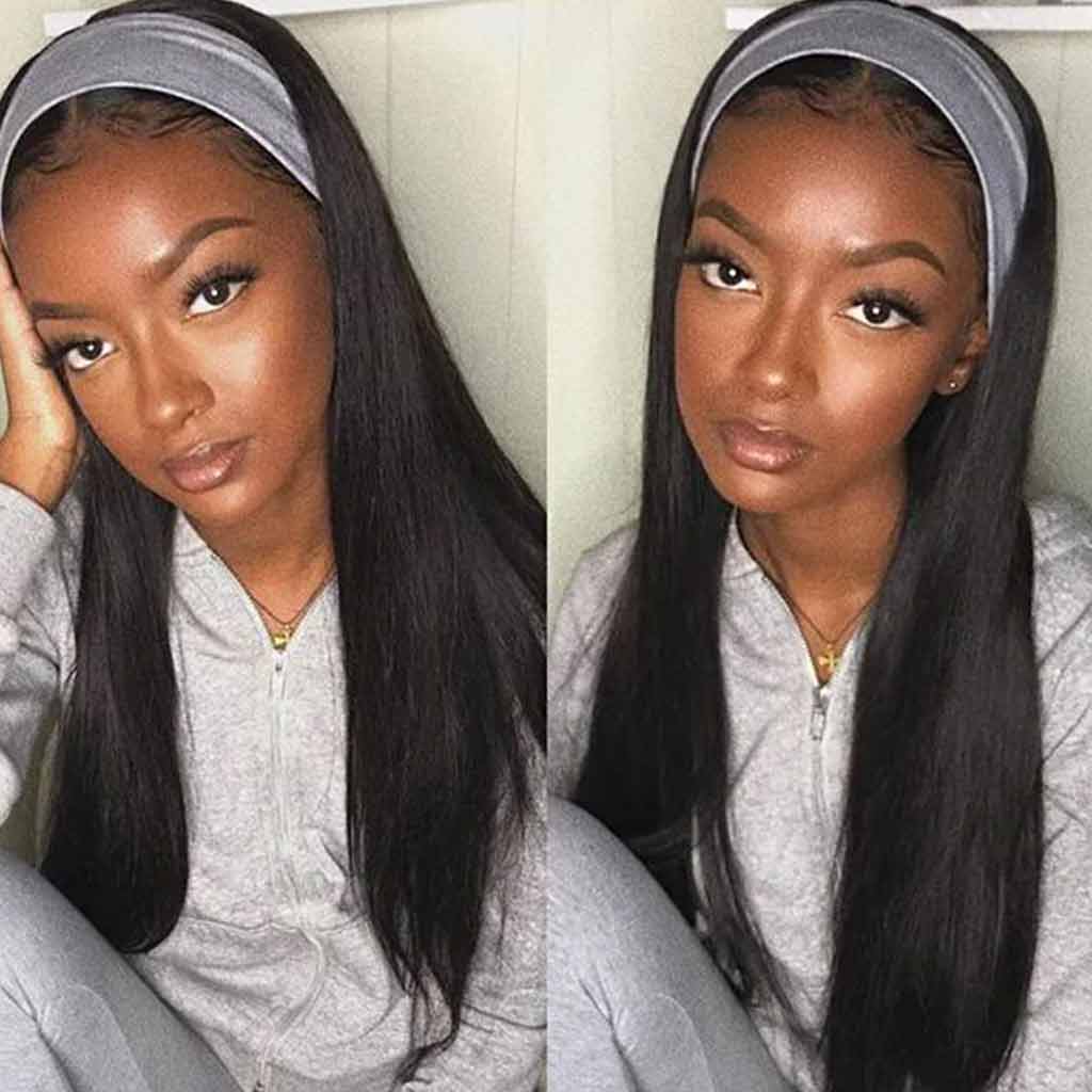 BOGO Headband Wig Glueless 10A Virgin Human Hair Natural Color 180% Density - Image 5