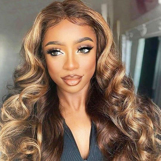 Ready to Wear Highlight Body Wave Glueless 13x4 HD Lace Wig with Pre Cut Lace & Bleached Knots - Image 3