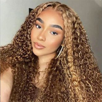 Boho-Chic Ready to Wear Breathable Highlight Water Wave 100% Glueless Wig Human Hair with Pre Cut Lace & Plucked Hairline & Bleached Knots