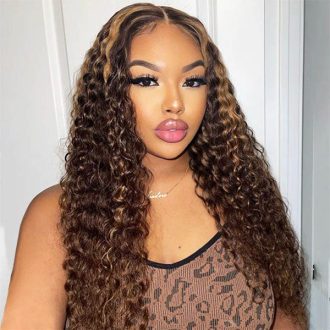 Ready to Wear Quick&Easy Wear Go Highlight Deep Wave 13x4 Lace Front Wig With Pre Bleach Knots & Plucked Hairline & Pre-cut lace