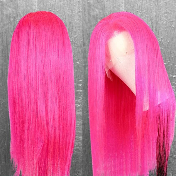 Ashimary Hot Pink straight hair 13x4/13x6 HD Transparent Lace Frontal Wig - Image 3