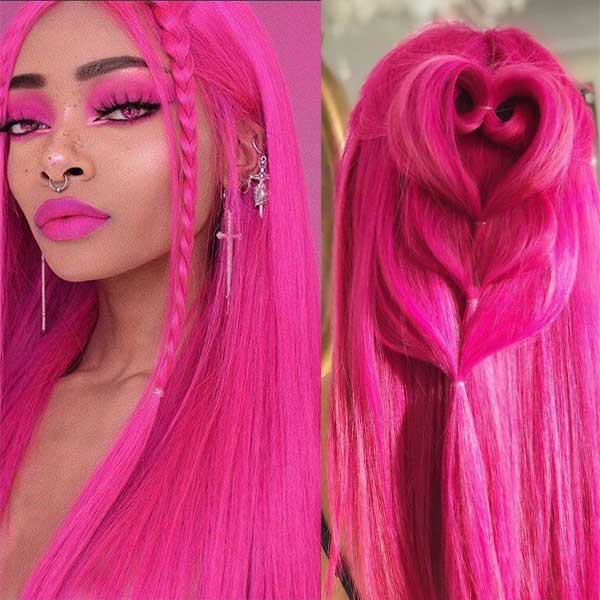 Ashimary Hot Pink straight hair 13x4/13x6 HD Transparent Lace Frontal Wig - Image 4