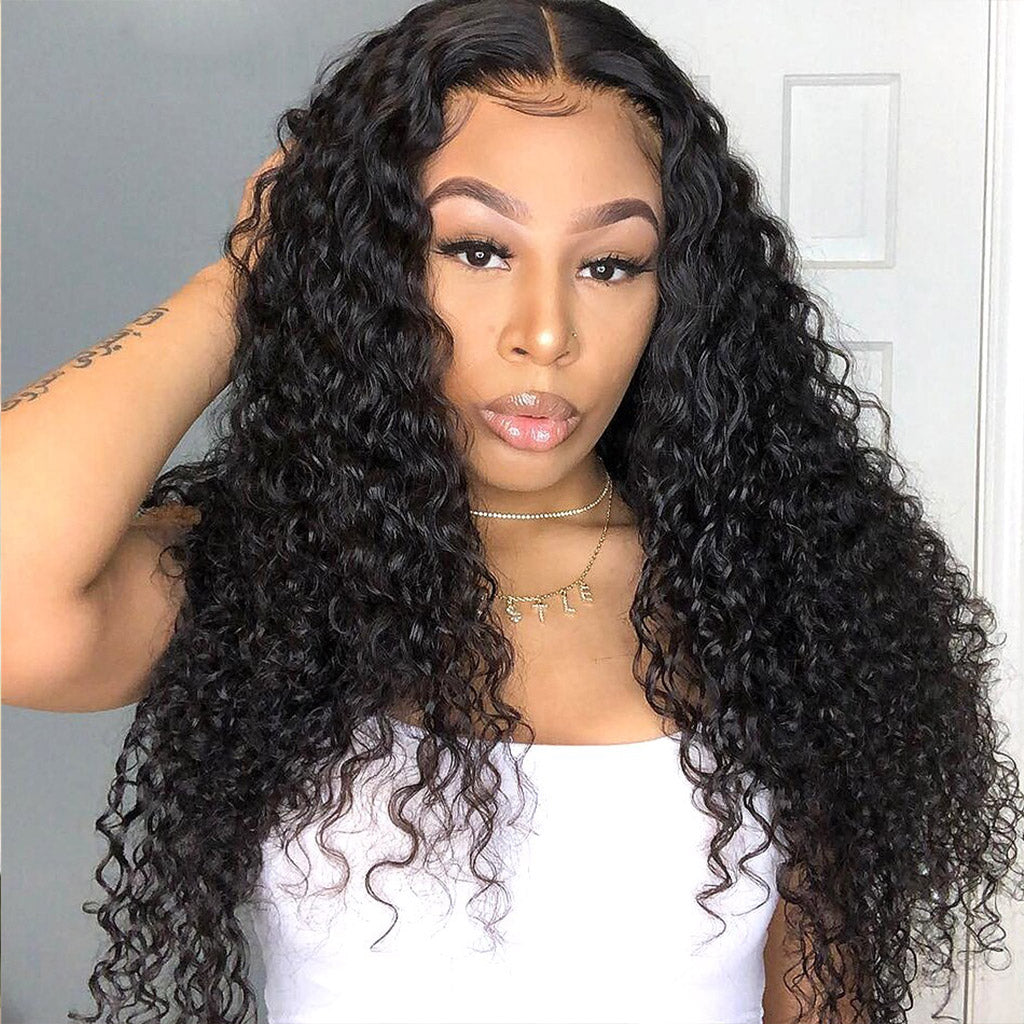 9A Jerry Curly 3 Bundles with Lace ClosureNatural Color Purvian Virgin Hair